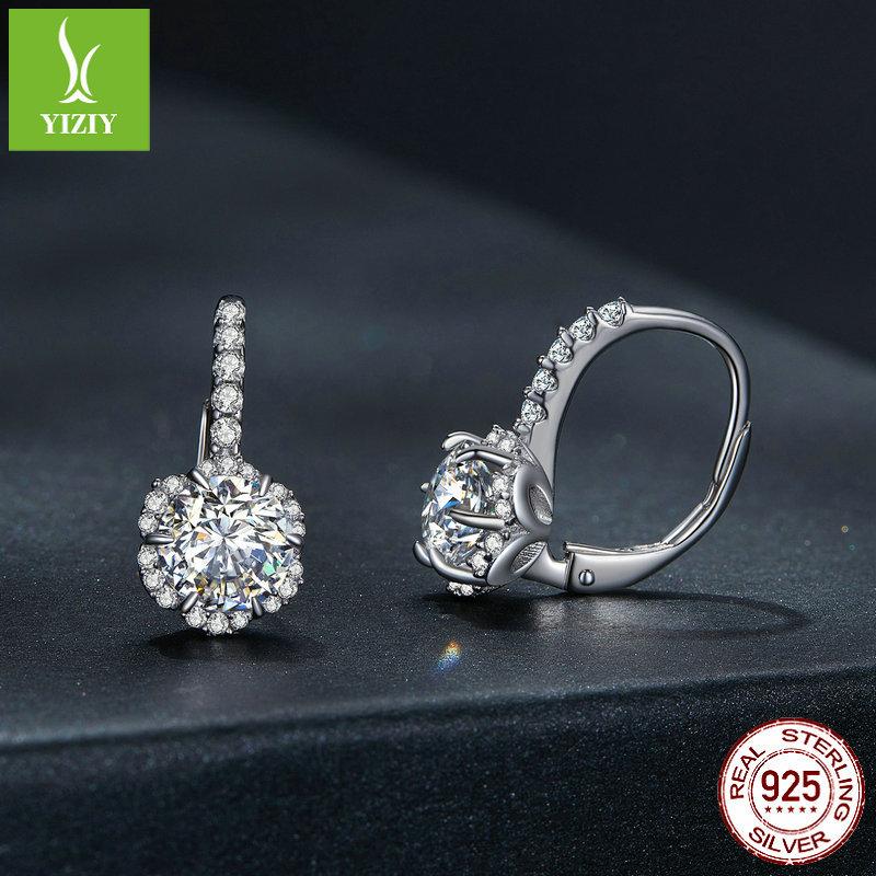Classic One-Carat Moissanite Ear Buckle With Certificate, Noble And Elegant S925 Silver-Plated Platinum Earrings