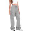 Women Cargo Sweatpants Stacked Pants Warm Fleece Drawstring Waist Casual Joggers Trousers