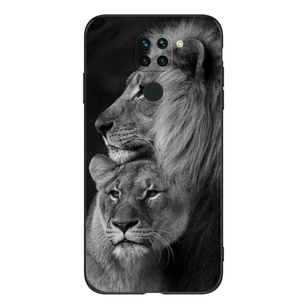 For Xiaomi Redmi Note 9 Global Phone Back Cover  Black Tpu Case Lion Wolf Tiger Dragon