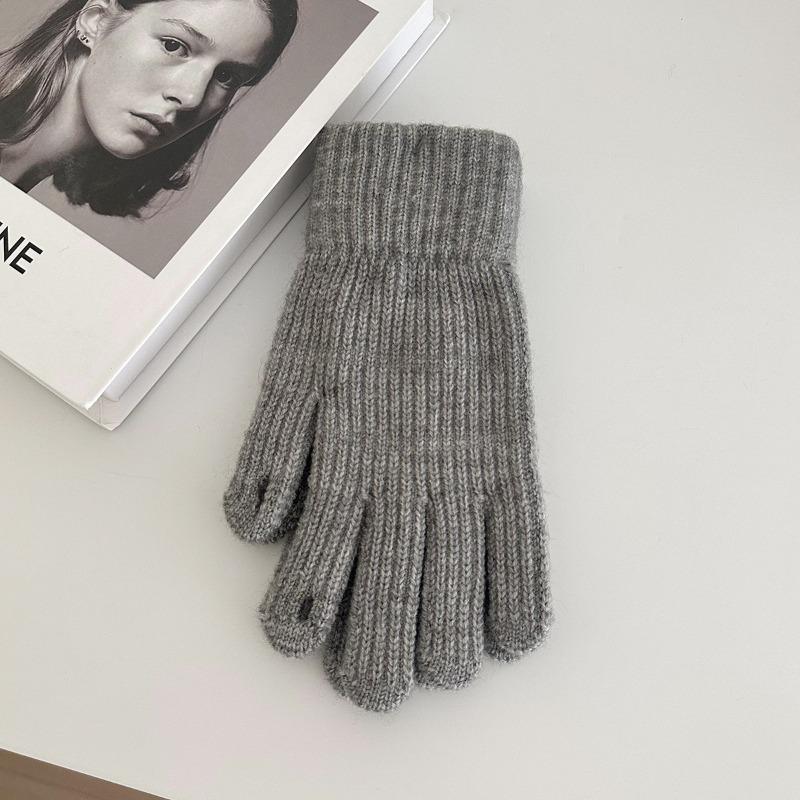 [Thickened Solid Color] Knitted Thermal Gloves for Men and Women In Winter, Wool and Velvet for Outdoor Riding