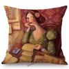 Abstract Elegant Lady Girl Cartoon Princess Queen Mermaid Lovely Dreamy Art Cotton Linen Sofa Pillow Case Linen Cushion Cover