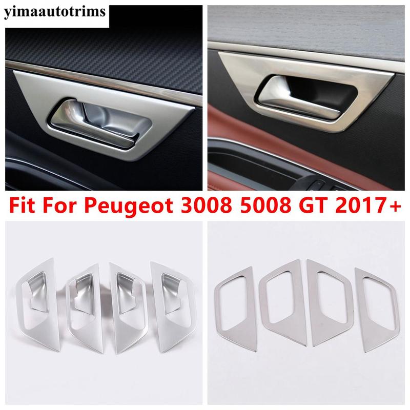 Car Inner Door Handle Bowl Frame Decoration Cover Trim For Peugeot 3008 5008 GT 2017 - 2025 ABS / Stainless Steel Accessories