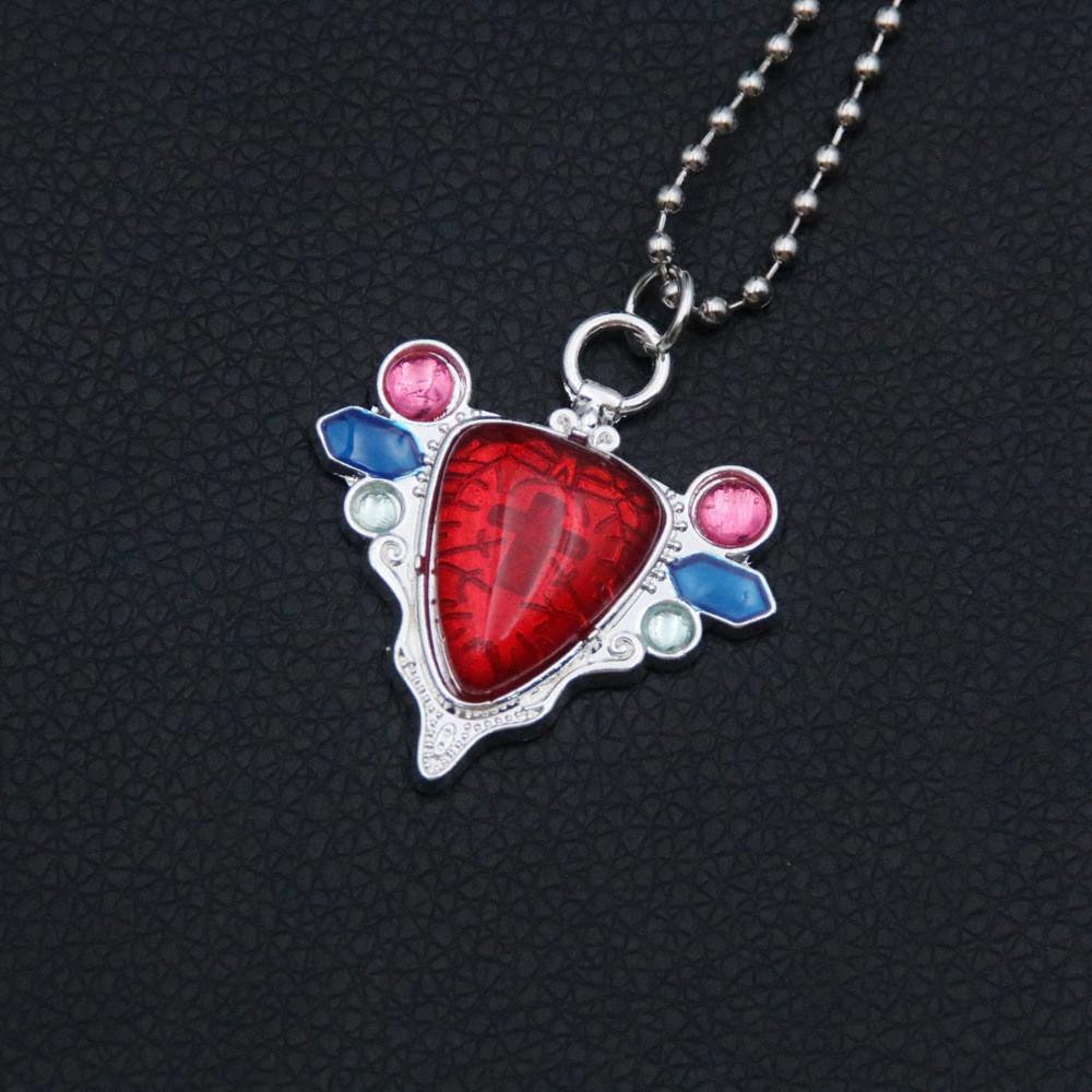 Jojos Bizarre Adventure Red Stone Of Aja Necklace Alloy Chain Pendant With Rhinestone For Cosplay Enthusiasts