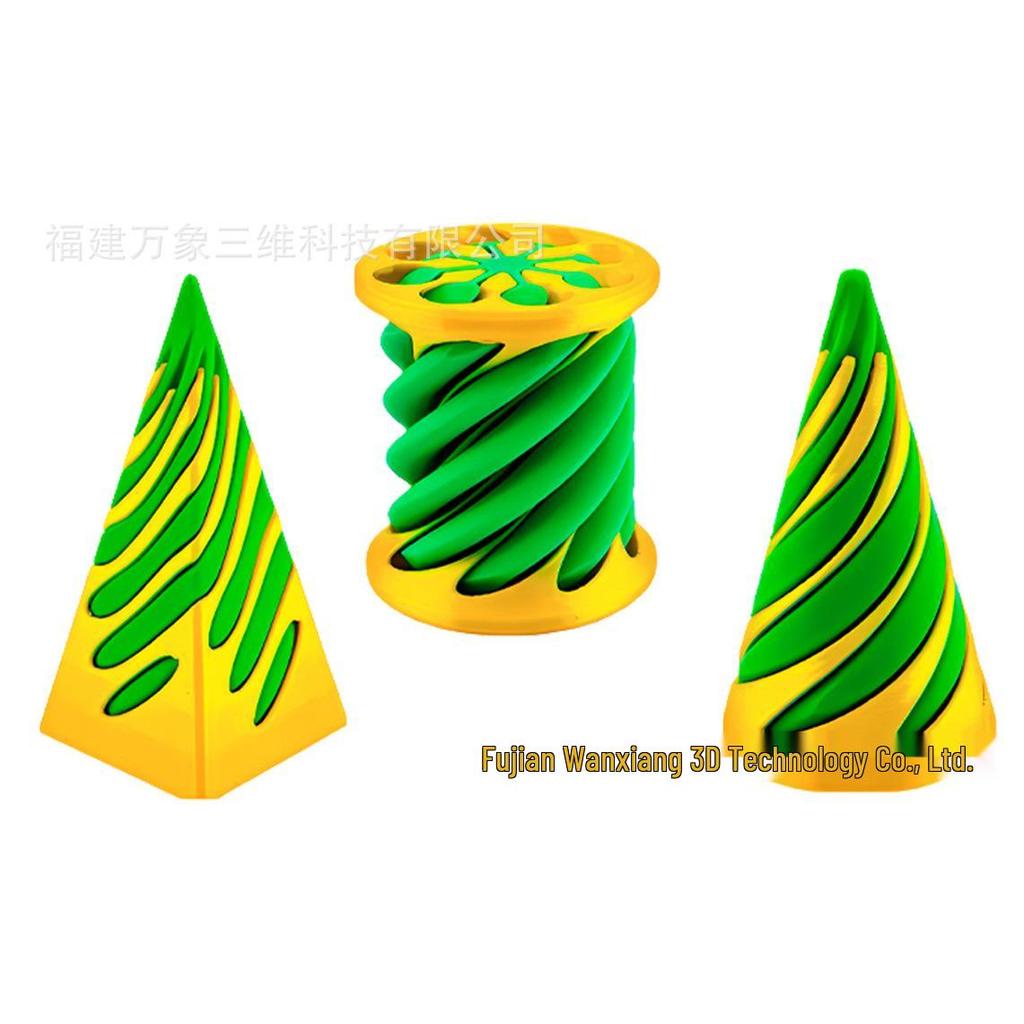 3D Printed Spiral Cone Pyramid Decompression Toy Sculpture - Creative Educational Gift