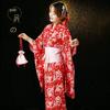 Japanese Wafu Hot Stamped Cotton Kimono for Girls - Bathrobe, Cosplay, Stage, or DIY Props