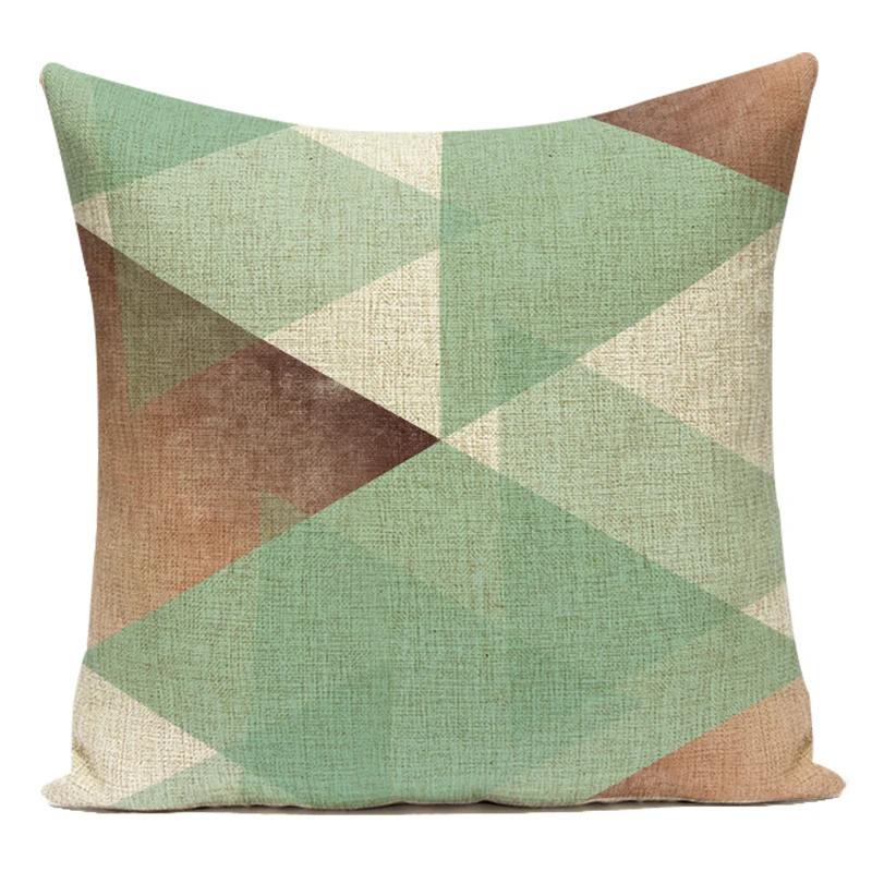 Decorative Throw Pillows Case Simply Green Geometric Polyester Sofa Cushion Cover For Living Room Home Decoration