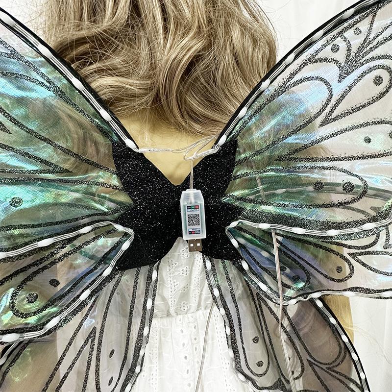 Hot Sale LED Colorful Fowing Butterfly Wings Colorful Adult Fairy Wings Bright Performance Clothing Carnival Bar Light Supplies
