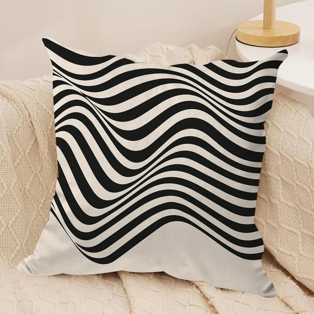 Reduced Geometry Cushion Cover Soft Plush Fabric Double-Sided Printed Sofa Cushion Cover for All Seasons Home Decor Gift