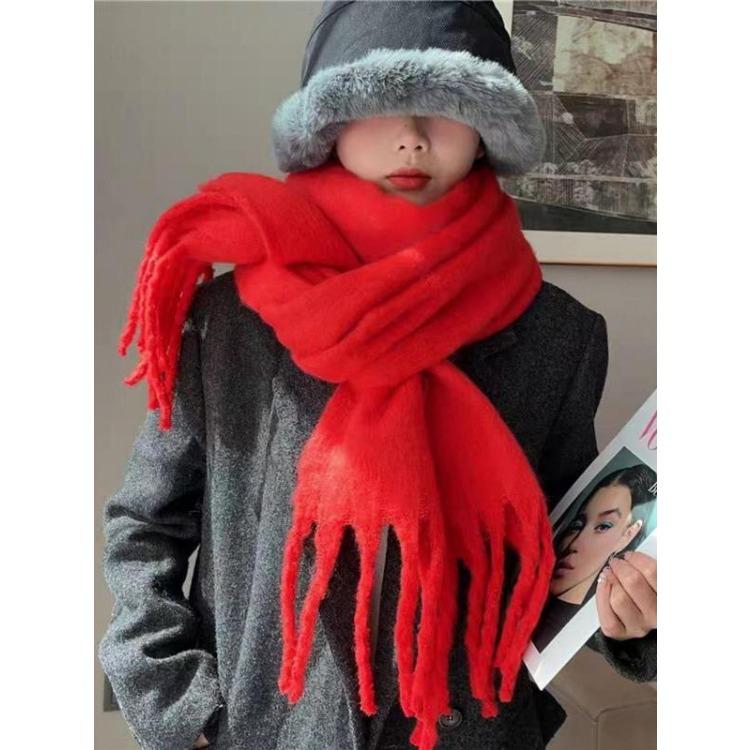 Теплый шарф женский осенне-зимний однотонный удобный шарф согревающий шаль