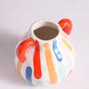 Painted Ceramic Vase Decoration, Vertical Striped Vase, Desktop Flower Planter, Restaurant Desktop Decor, Home Accessories, 1pc