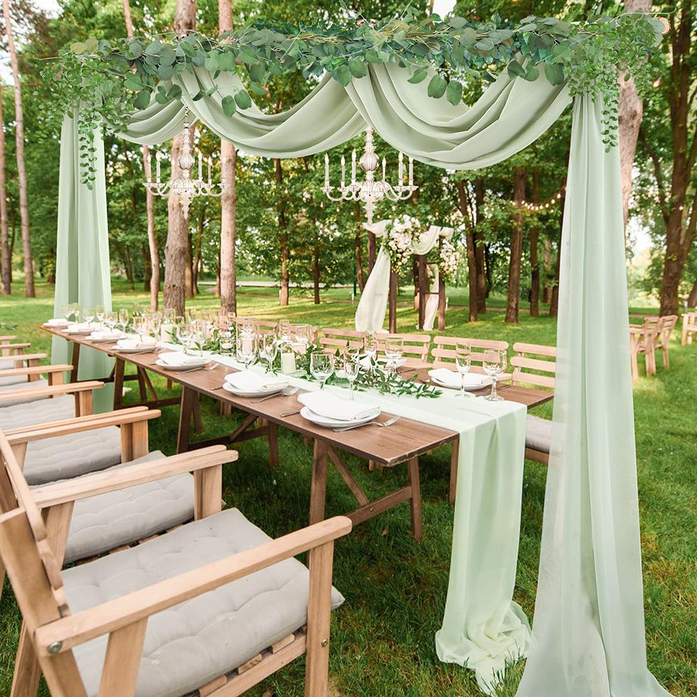 Runtowo Wedding Arch Chiffon Sheer Drapes ,Wedding Arch Backdrop, Wedding Ceremony Party Background Decor Babay Shower