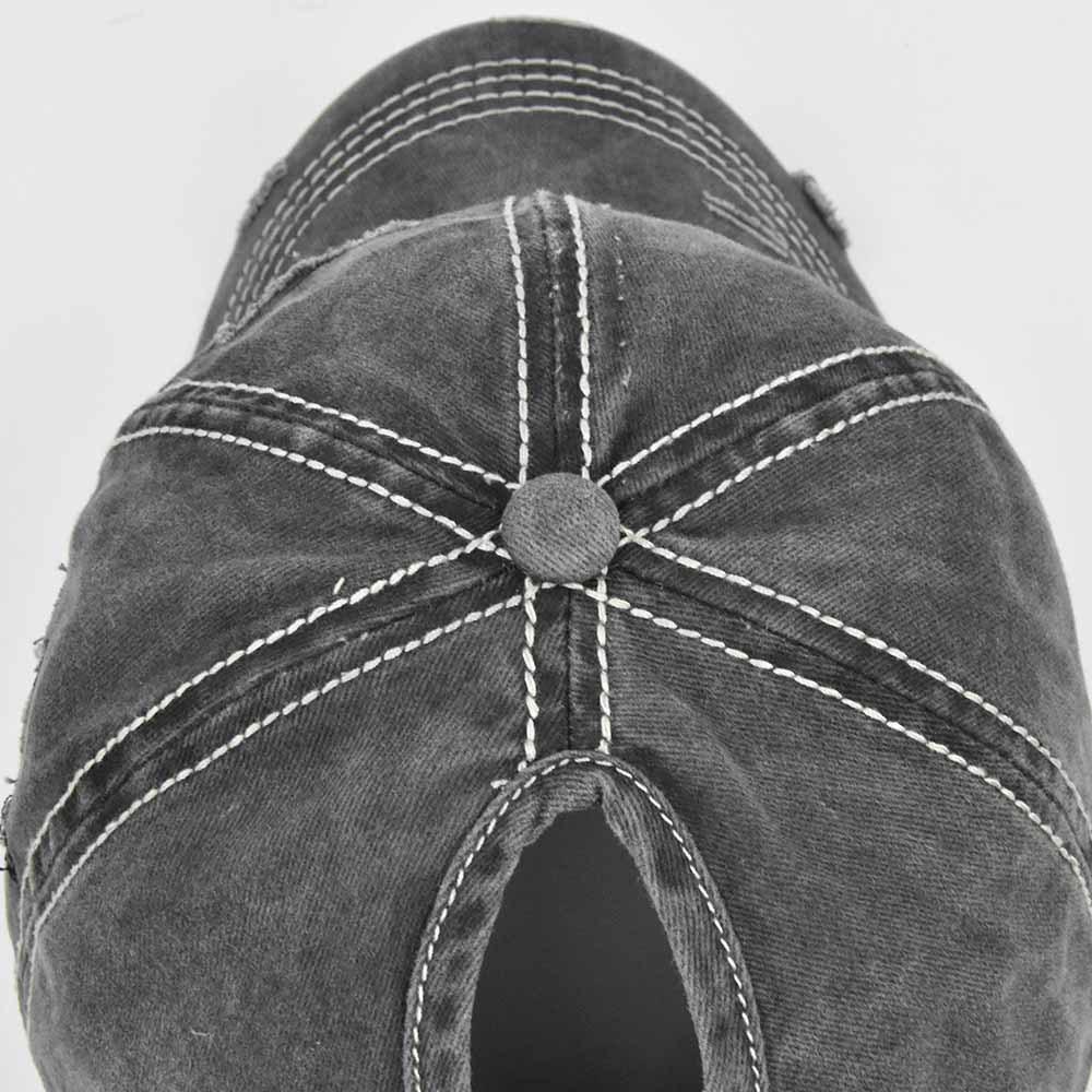 Women Ponytail Baseball Cap Washed Cotton Sun Hat Female Pentagram Sequins Hip Hop Snapback Adjustable Sport Golf Hats