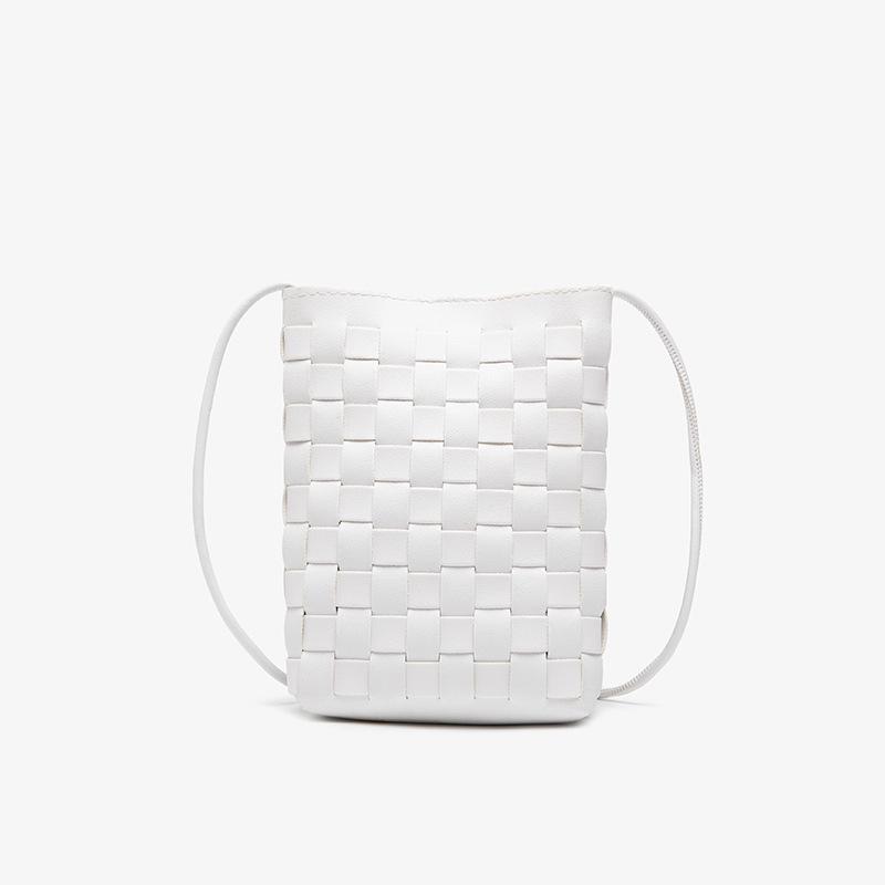 Korean Style 2023 Textured Woven Women's PU Shoulder Bucket Bag