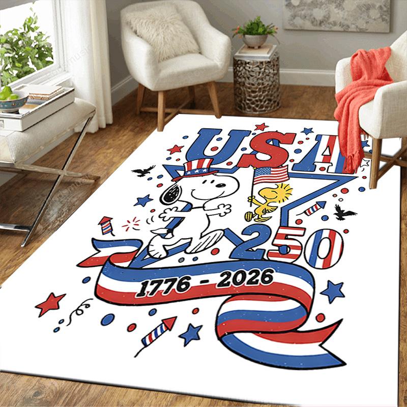 1pc Peanuts Celebrate Usa Bicentennial Carpet Rug for Bedroom Living Room Decor Sofa Home Game Area Rug Non-slip Floor Mat. DT7160156 40cm x 60cm