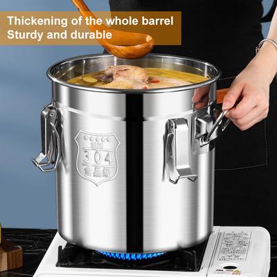 6/12/21/33L Stainless Steel Airtight Canister with Handles Kitchen Canister Food Oil Sugar Milk Storage Bucket for Home Kitchen