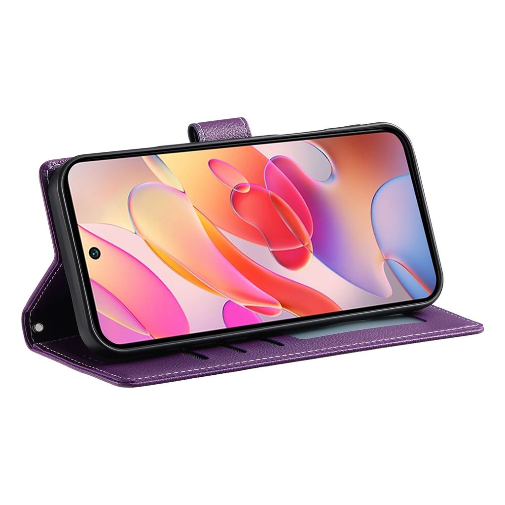 DF-012 Für Samsung Galaxy A36 5G Hülle Litschi-Textur Leder Magnetischer Verschluss Brieftasche Ständer Handyhülle