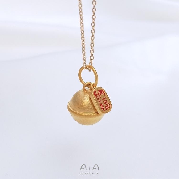Vietnamese Gold Sand Wealth & Blessing Bell Pendant - Handmade Jewelry Charm for DIY Bracelets & Necklaces.