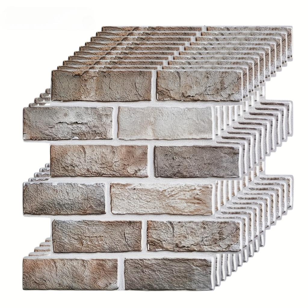 3D Brick Wall Decal-Waterproof Christmas Tile Sticker Home Renovation Bathroom Kitchen Living Room Bedroom Hallway Feature Walls