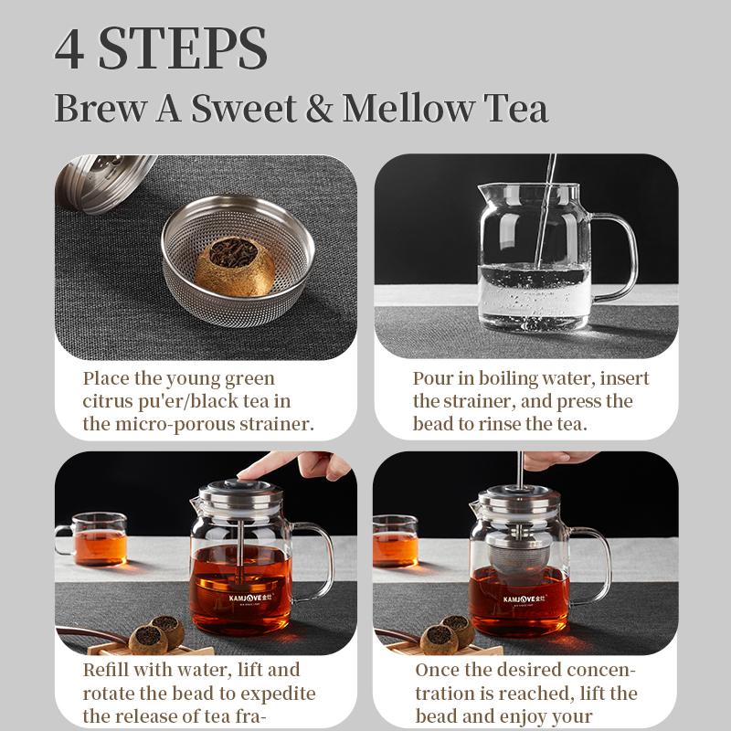KAMJOVE French Presses Tea Pot For Young Green Citrus, Pu 'er Tea Art Pot, Black Tea Heat-Resistant Glass Pot French Pans Teapot