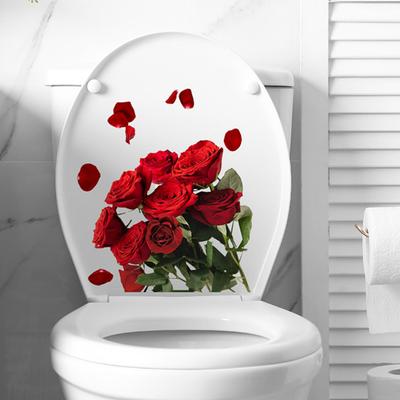 Pegatina para inodoro, autoadhesiva extraíble romántica, impermeable, PVC, decoración artística de pared para sala de estar, dormitorio y baño