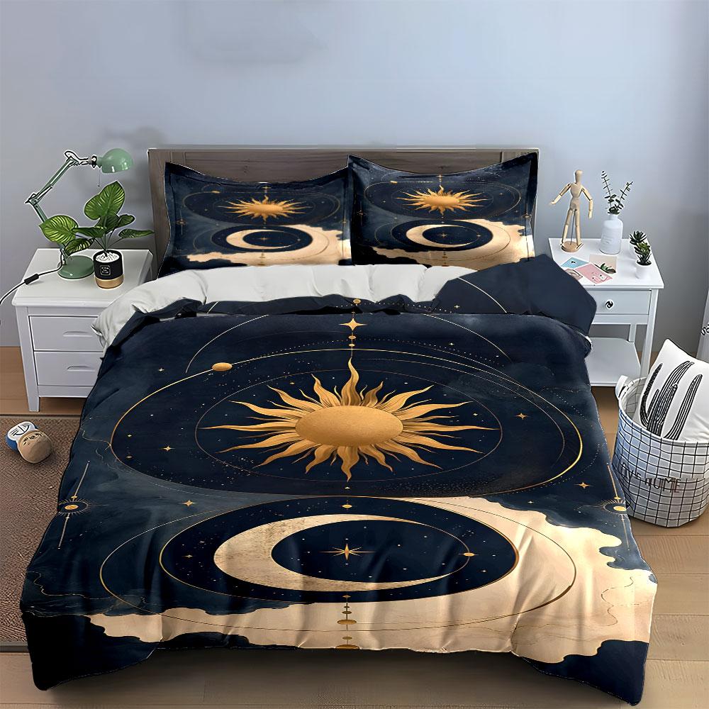 Goldene kosmische Traumlandschaft flüstert. Bettwäsche-Sets Bettbezüge Kissenbezüge(1* Bettbezug 2* Kissenbezüge ohne Bettdecke)