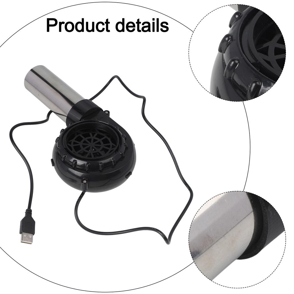 Adjustable Speed BBQ Blower Temperature Resistant Material USB Powered Device Efficient Ignition Support 10 Cm X 3.8 Cm