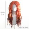 Elegant Long Orange Water Wave Wig with Center Part Bangs High Temperature Fiber Synthetic Wigs for Women Cosplay Costume Gifts