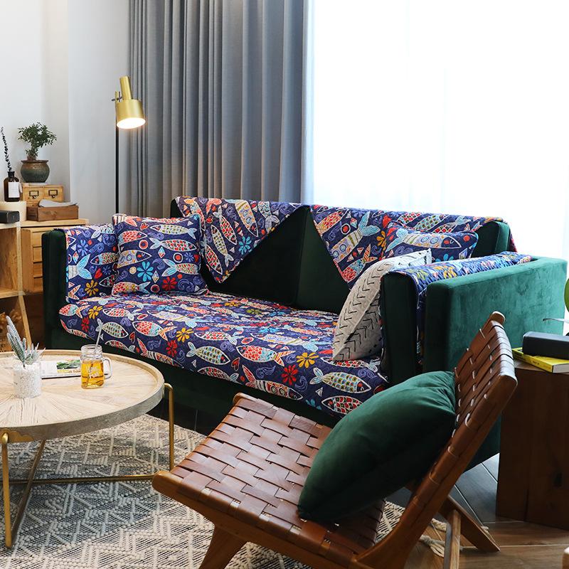 

Хлопковая подушка для дивана Four Seasons, нескользящая тканевая подушка для сиденья, простой универсальный чехол для дивана, полное покрытие 70*70cm