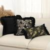 BUYNOW Black Dutch Velvet Colorful Hemp Jacquard Print Pillowcase Vintage Pastoral Lace Sofa Cushion Cover Home Bedroom Decor