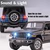 1/32 Jeep Wrangler Sahara Diecast Toy Car Model SUV Miniature Free Wheels Doors Openable Sound Light Collection Gift for Boy Kid