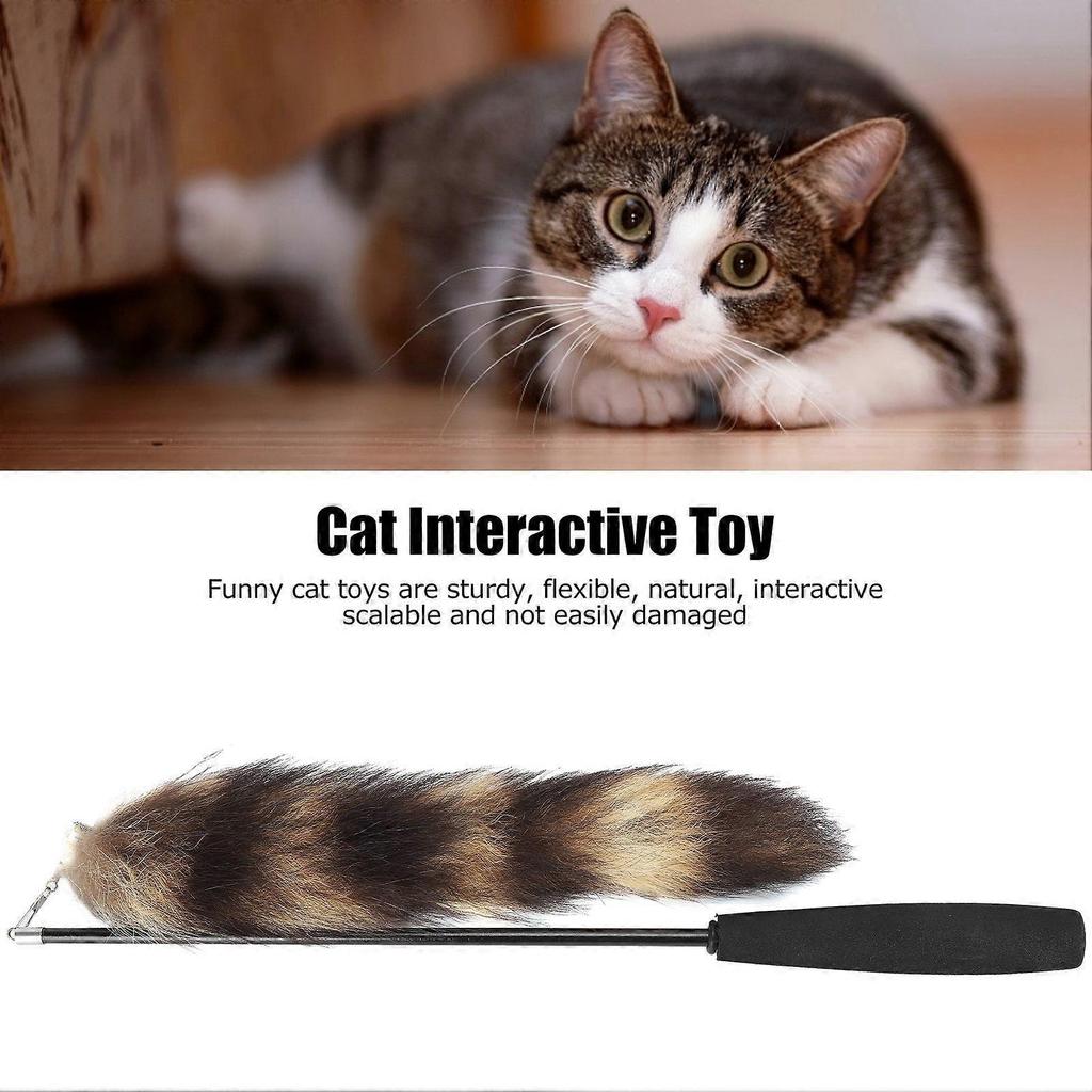 SCSYV Cat Artificial Tail Playing Sticks Toy Pet Retractable Wand Funny Rod Interactive Toy