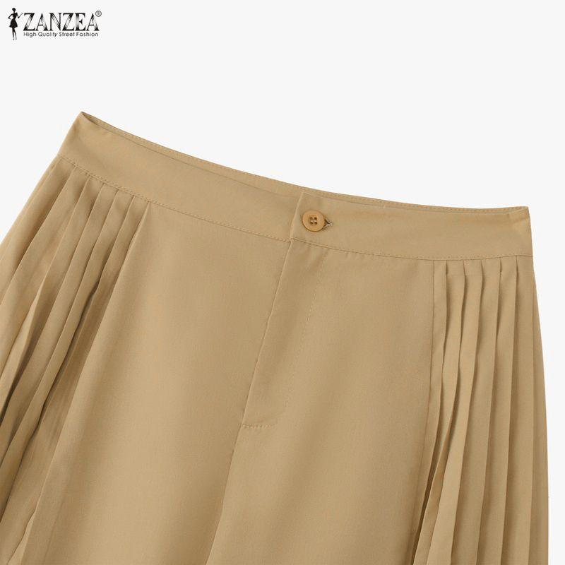 ZANZEA Pantaloni larghi e larghi da donna, casual, tinta unita