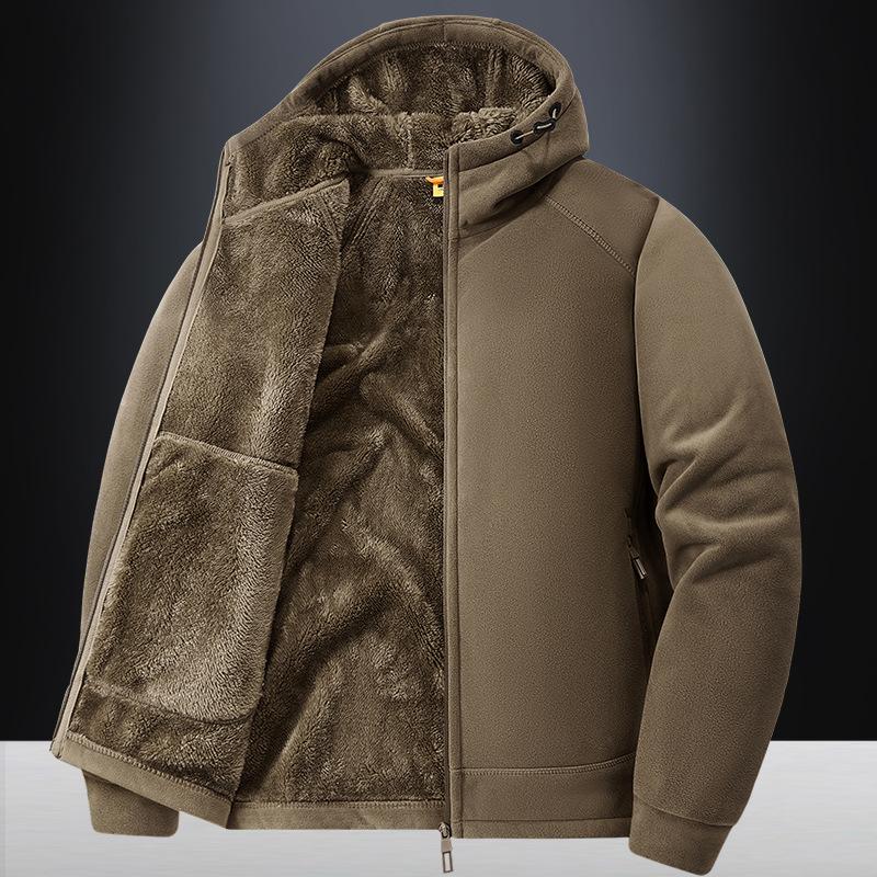 Polar fleece Hooded Jacket for men Autumn Winter Outdoor Thicken Warm Parkas Coats Men Hiking Camping Jackets Clothing