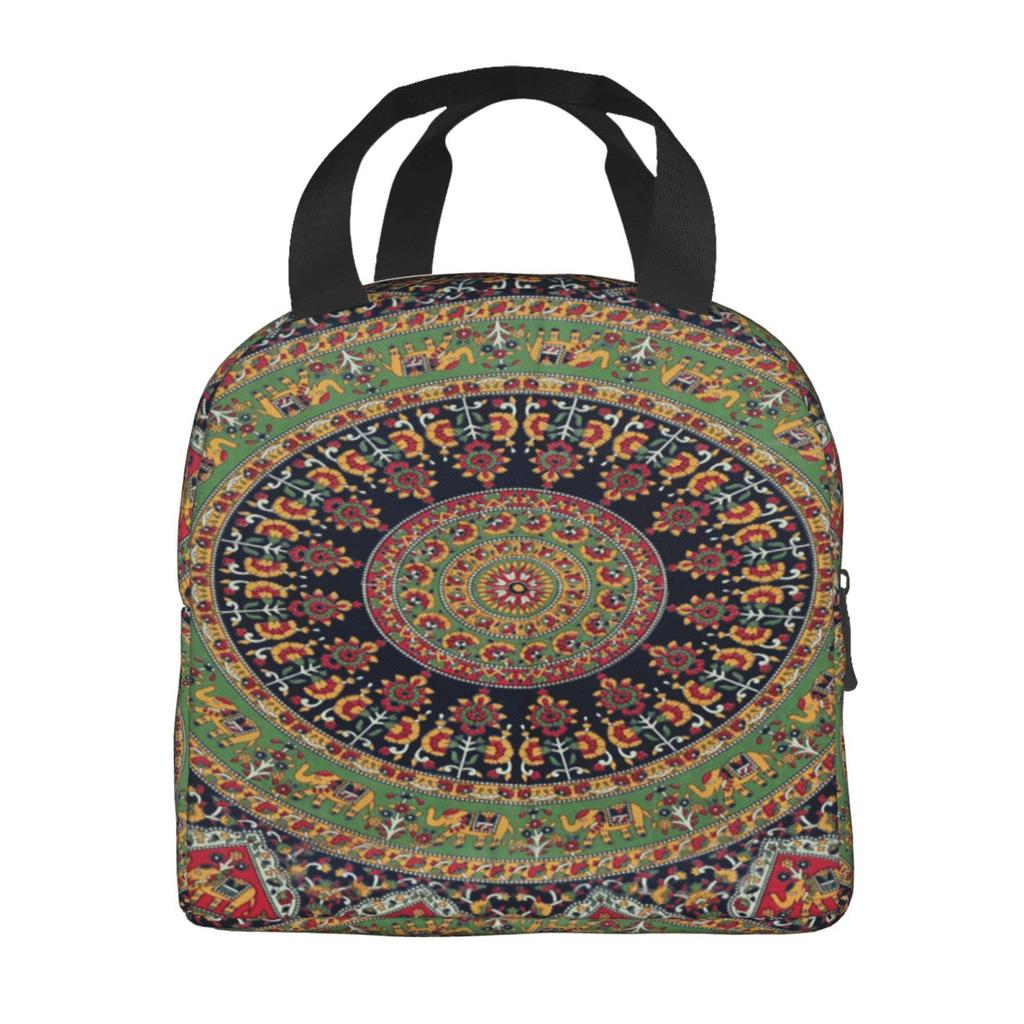 Mandala Pattern Print Lunch Bag Women Portable Cooler Thermal Insulated Lunch Box for Kids School Multifunction Food Bento Box