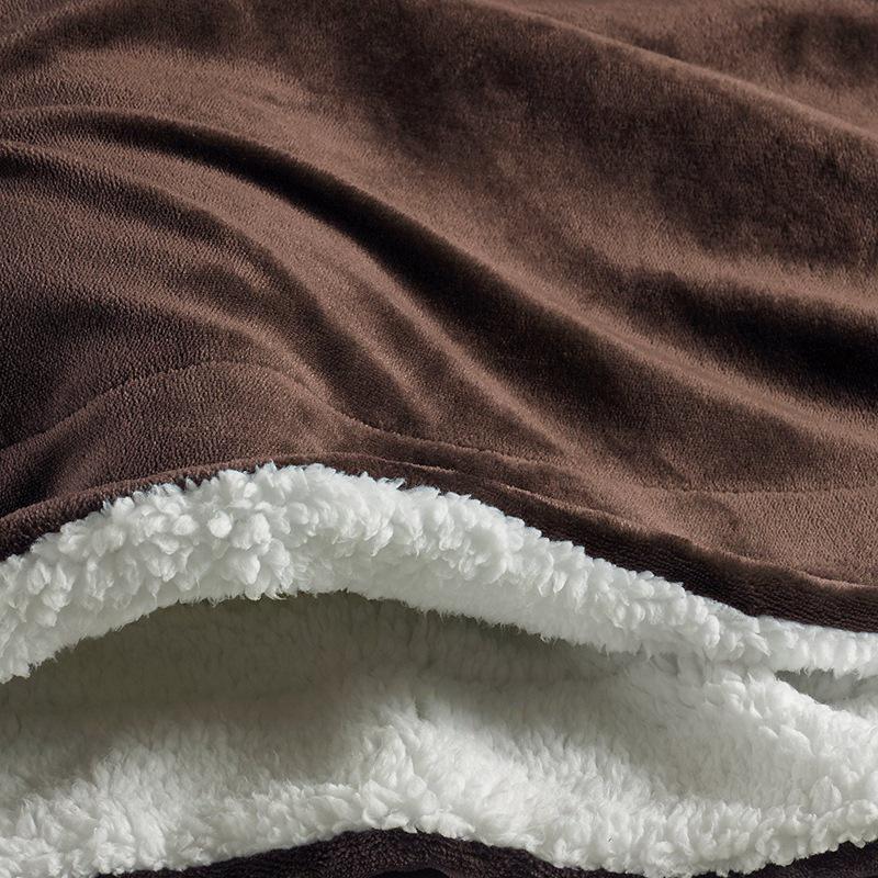 Double-Layer Lamb Fleece Cotton Blanket - Thick, Soft, and Comfortable with Customizable Logo for Office or Car Use.