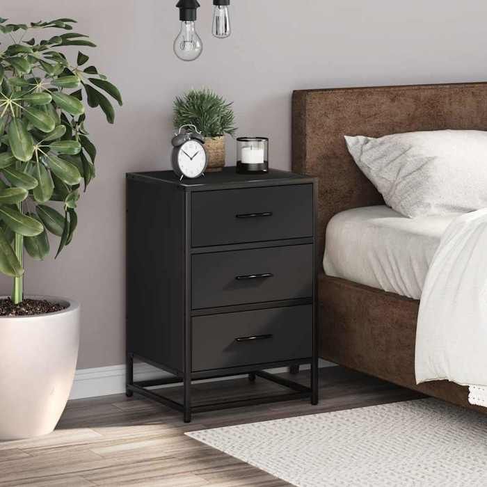 VidaXL Table de chevet noir 40x34,5x60 cm bois d'ingénierie et métal, table d'appoint, armoire de lit, table d'appoint pour 848719
