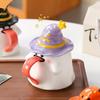 Halloween Ceramic Coffee Cup with Lid Cute Imp Ghost Mug European Afternoon Camellia Flower Teacup Breakfast Milk Mug Gifts New