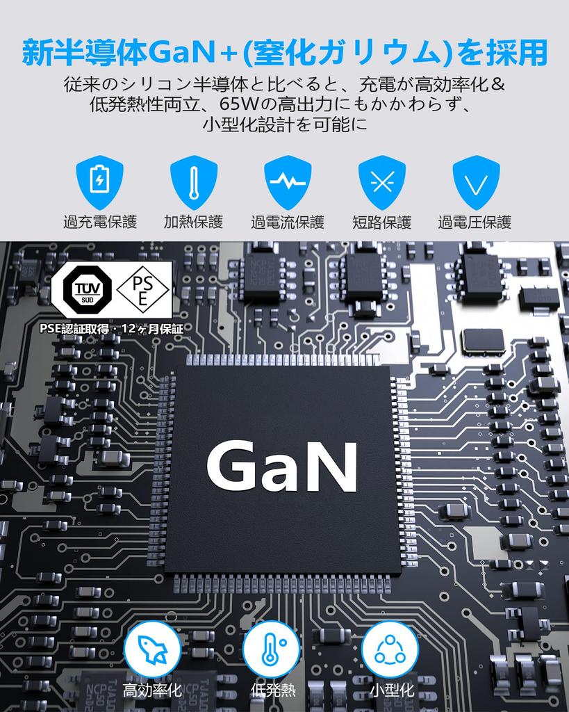 65W PD PPS GaN AC Laptop Fast 20V Compact Foldable Fast Charger for Dynabook MacBook Pro ThinkPad X1 VAIO and More USB-C Charger, Compatible, Adapter,