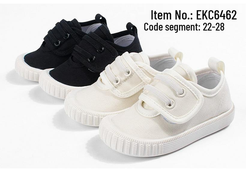 Kids' Soft Sole Velcro Canvas Shoes - White for Spring/Autumn