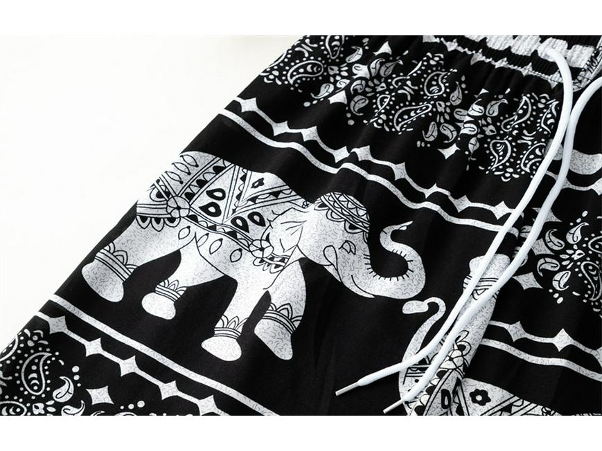 2025 Thai Yoga Pants: Elephant Print, High Waist, Wide Leg, Floor-Length, Summer Style, Hot Selling in Southeast Asia