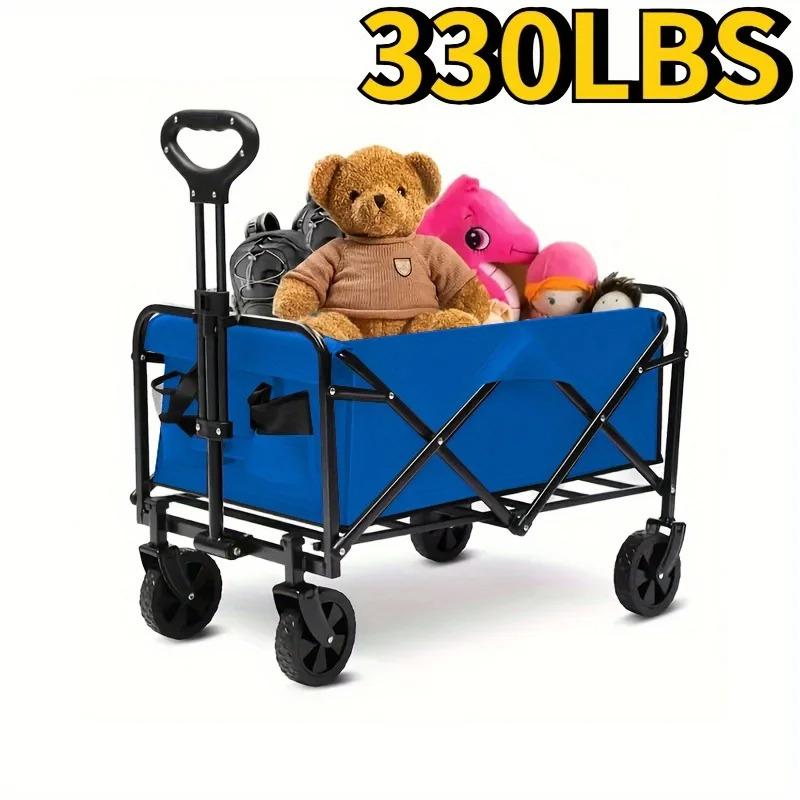 Wagon Cart Foldable Heavy Duty Utility Cart for Groceries, Sports, Gardening, Shopping Portable Folding Cart Foldable Cat