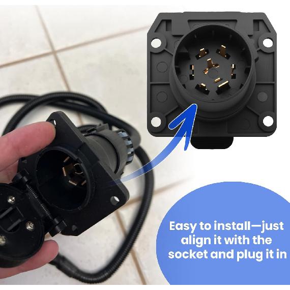 For OEM Style Replacement USCAR To RV 7-Way Trailer Plug Adapter | 7-Pin Vehicle-Side Female-End Socket for Ford, GMC, Chevy, Dodge, Silverado,
