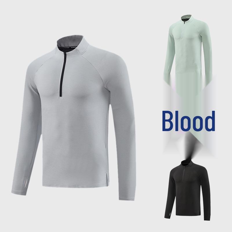 Men's Quick-Dry Half-Zip Stand-Collar Sweatshirt for Autumn/Winter Running and Training.