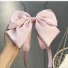 Children's Large Bow Hair Clip  Princess Style Satin Wine Red Ribbon Hair Clip  Back of The Head with A Headband  A Female Hair Accessory