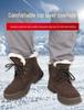Men's Thick Fur-Lined Cowhide Winter Snow Boots with Steel Toe
