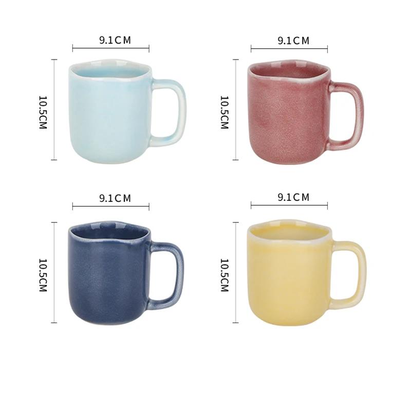 Shunxiang Ceramic Coffee Mugs with Handle Ceramic Glaze Solid Color Mug Irregular Cup Mouth Home Breakfast Oat Water Cup Gifts