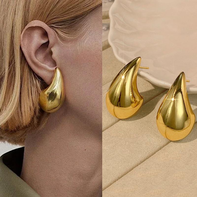 Huitan Fashion Water Drop Earrings for Women Metal Gold Color/Silver Plated Jewelry for Female Daily Wearable Accessories Gift