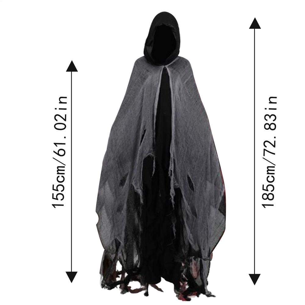

Black red Cape Robe Men women Halloween Cosplay Costume Clubwear Death Vampire Ghost Wizard Cloak Stage Unisex bata hombre чёрный