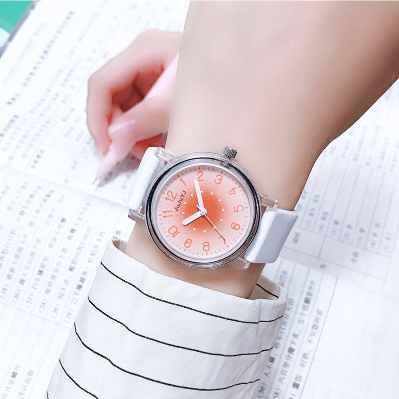 New silicone tape student watch girl junior high school student exam special watch luminous waterproof quartz watch