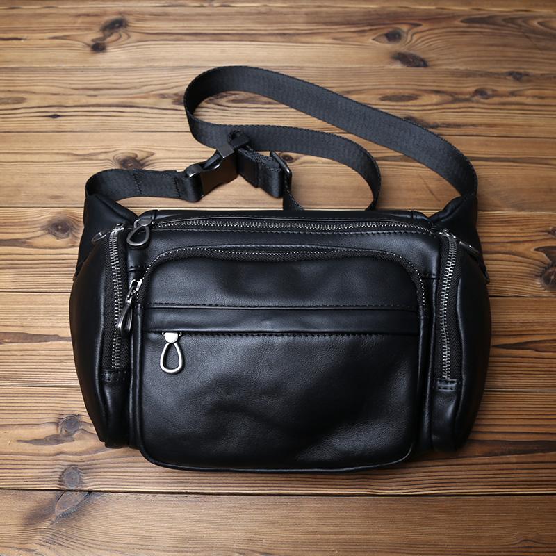 

NZPJ Genuine Leather Men s Chest Bag, Top Layer Cowhide Crossbody Bag, Casual Men s Bag, Outdoor Sports Waist Bag Tablet Case чёрный